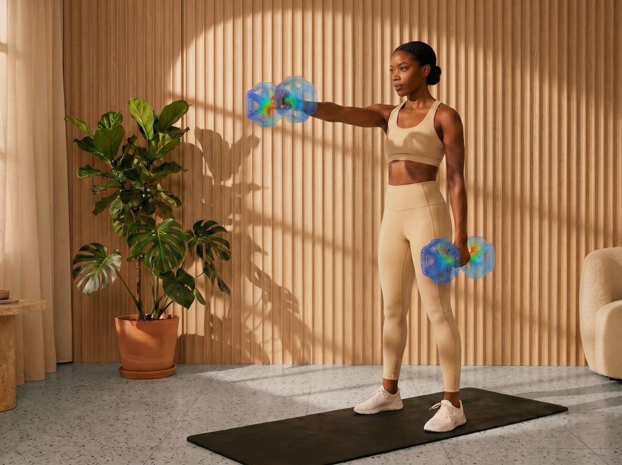 Personal fitness and wellness product concept with simulation overlay