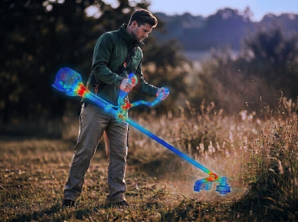 Home and yard maintenance tool concept with simulation overlay